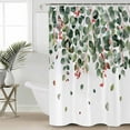 thumbnail image 2 of Extra Long Shower Curtain 72x84 Inch, Green Botanical Shower Curtain Waterproof Bathroom Decor Watercolor Spring Eucalyptus Leaves Red Fabric Bath Curtain Set Accessories with Hooks, 2 of 6