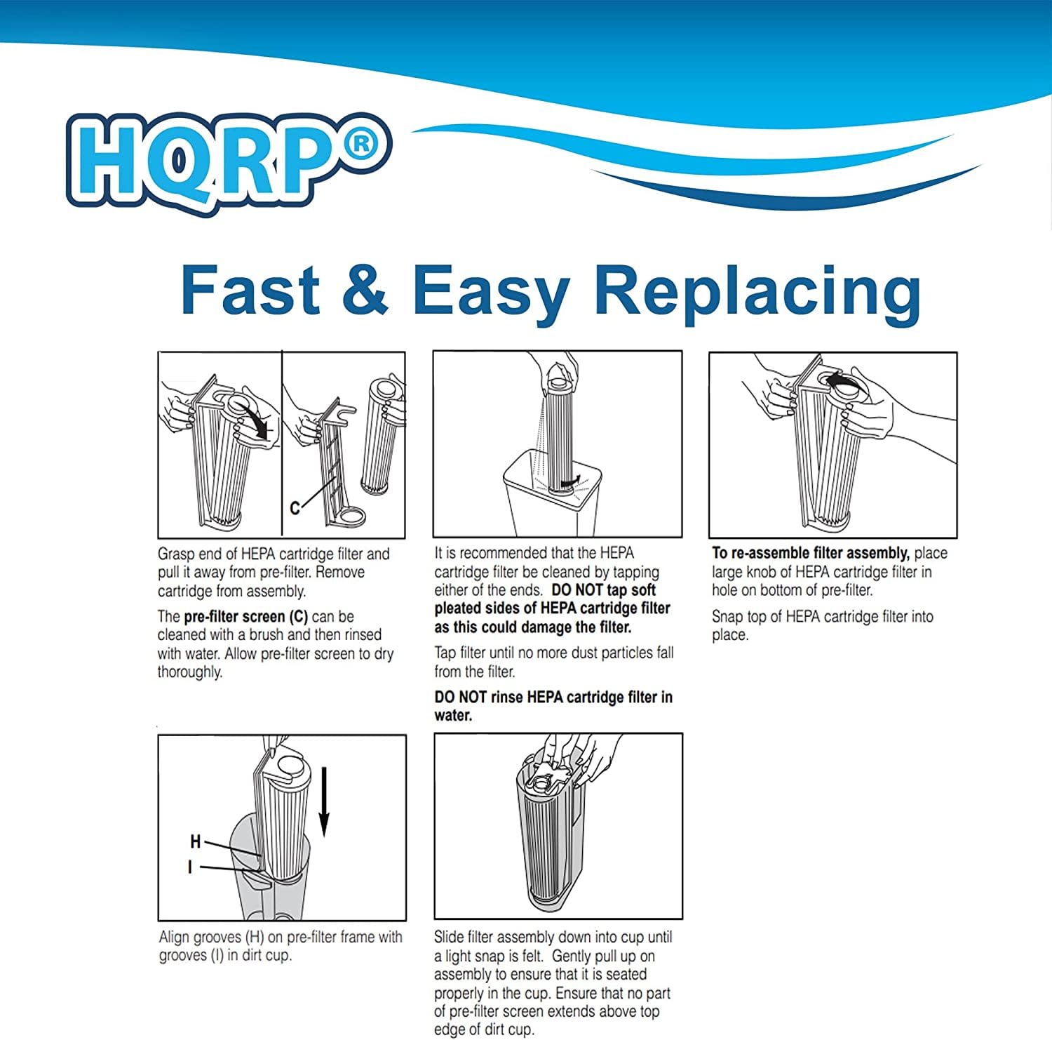 HQRP 2-Pack HEPA Filter for Hoover EmPower Bagless; TurboPower Bagless; Turbo 4600 Upright Vac