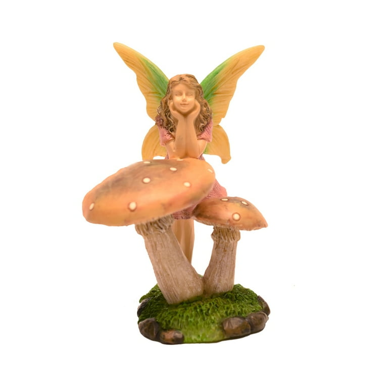 Miniature Mushroom Fairy Girl Figurine Outdoor Dollhouse Garden Accessory Decor Miniature Mushroom Fairy Girl Figurine Outdoor Dollhouse Garden Accessory Decor