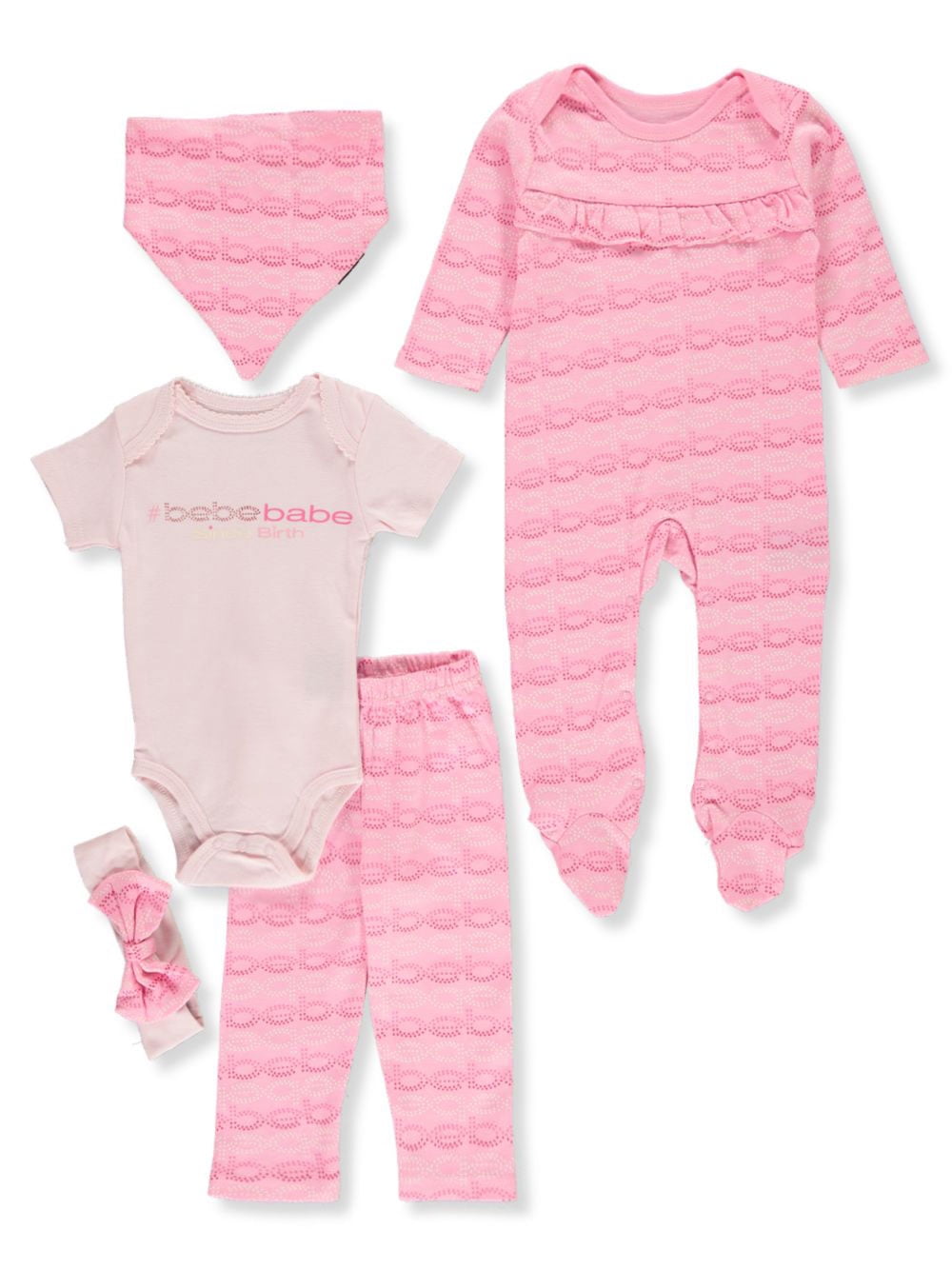 Bebe Bebe Baby Girls 5 Piece Layette Set Newborn Walmart Com Walmart Com