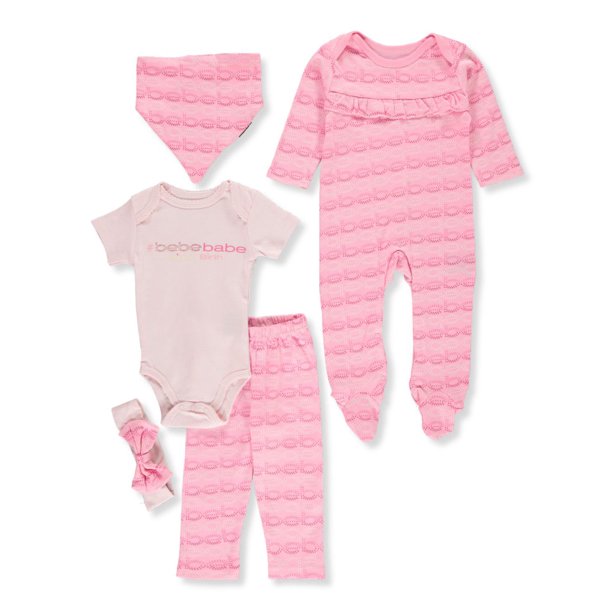 Bebe Bebe Baby Girls 5 Piece Layette Set Newborn Walmart Com Walmart Com