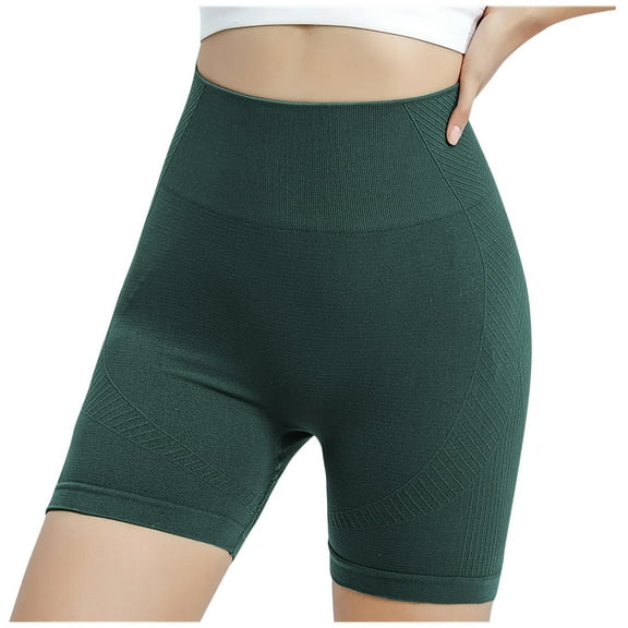 WREESH Womens Yoga Shorts High Waist Tummy Control Athletic Shorts Booty Biker Shorts Running Workout Gym Shorts Olive Green