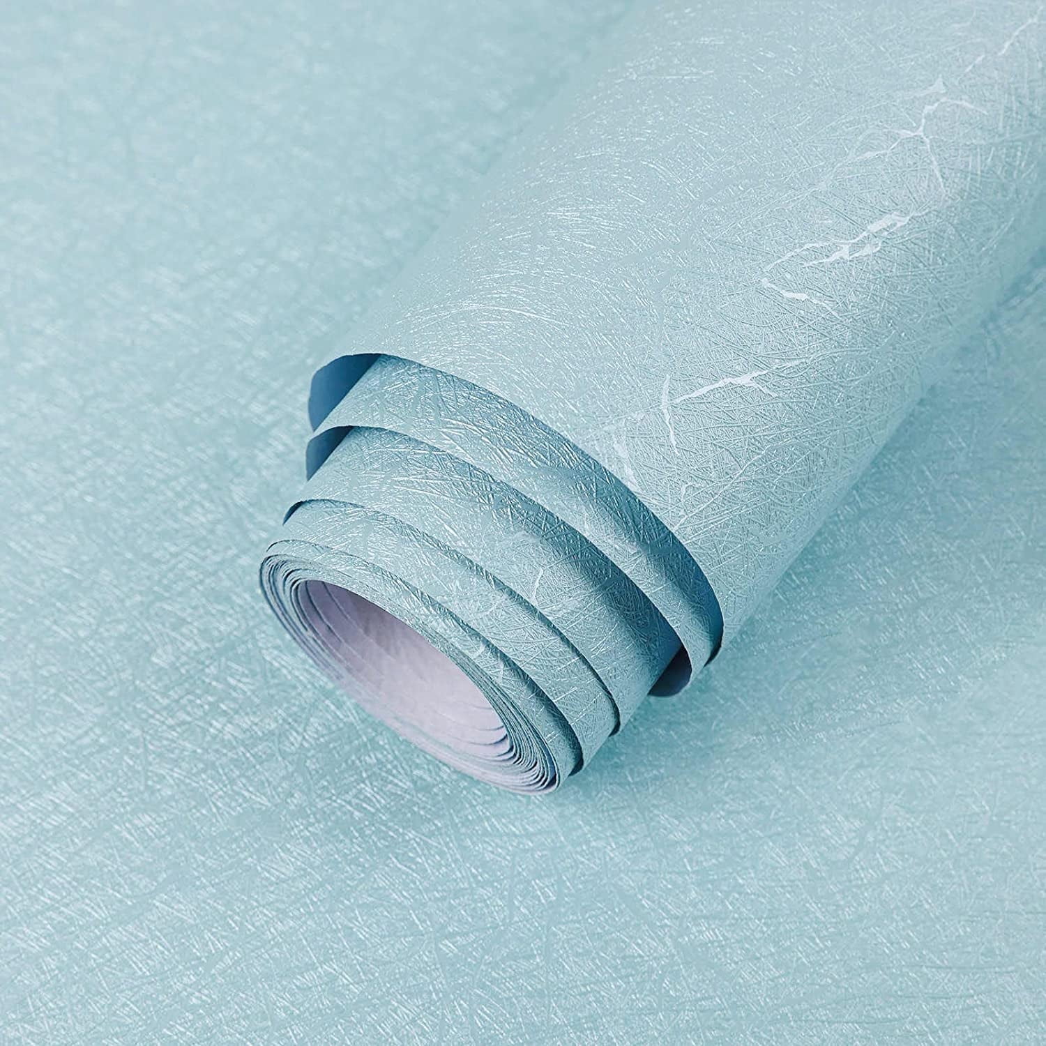 Abyssaly Blue Peel and Stick Wallpaper 23.6" x 118" Silk Texture Wallpaper Removable Self Adhesive Contact Paper Home College Dorm Decoration Vinyl