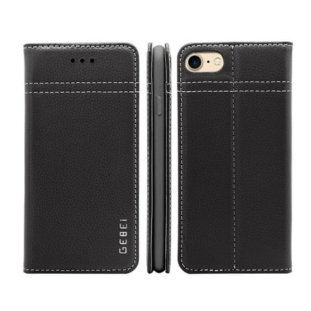 Apple Iphone Genuine Leather Iphone 7 8 Case - Mignova Genuine iPhone 8 Leather Case with Credit Card Holder and Kickstand Magnetic Closure Cover Case for Apple iPhone 7 8 4.7