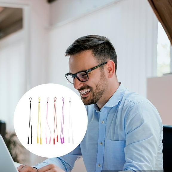 Raindrops 6Pcs Adjustable Eyewear Retainer Strap Eyeglasses Holder White