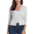 thumbnail image 3 of CIENVNSTG Women's Cardigan Sweater 3/4 Sleeve Open Front Cropped Sweater Lightweight Elegant Shrugs for Dress White M, 3 of 5