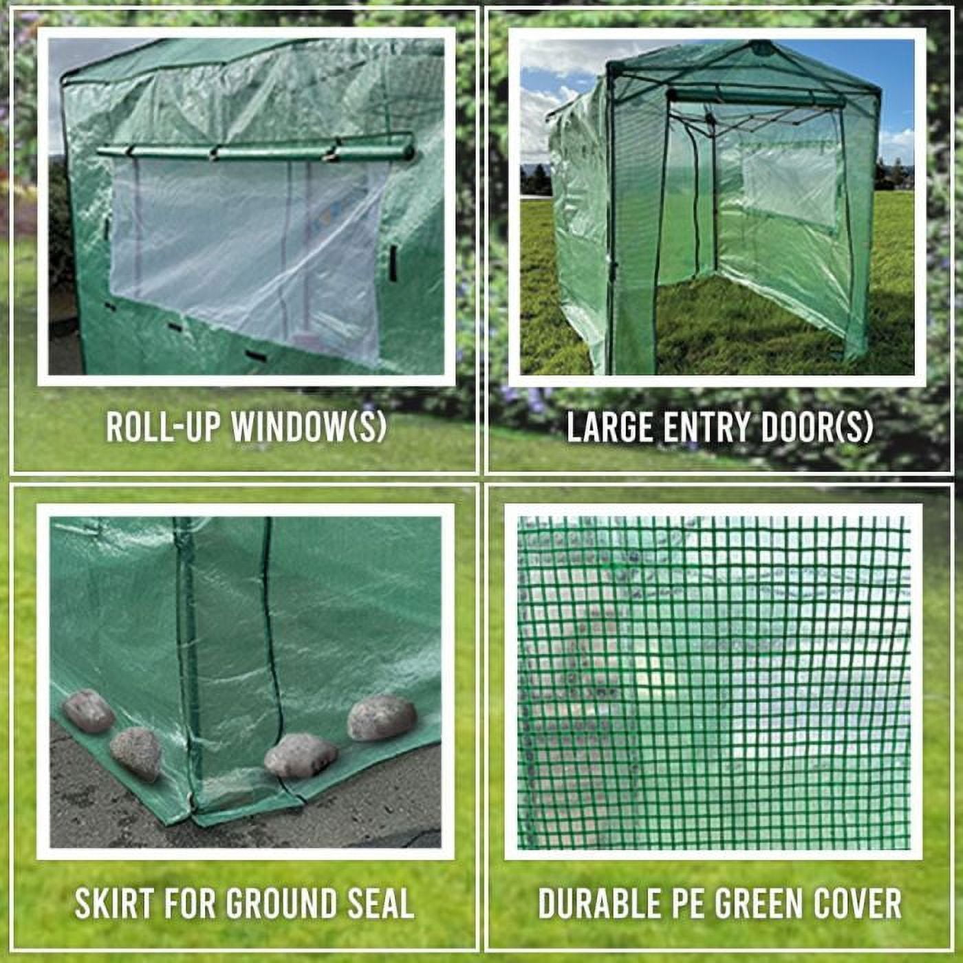 Garden Winds Custom Fit Replacement Cover Compatible with The Ohuhu 4.8' x 4.8' Portable Walk In Instant Pop Up Greenhouse Zipper Entry Door Mesh Side Windows - PE Fabric - Green