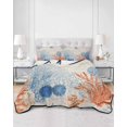 thumbnail image 2 of Quilts Full Size Bedding Set, Orange Navy Blue Coral Lightweight Quilted Comforter, Summer Beach Coastal Rustic Soft Reversible Bedspread Coverlet with Pillow Covers for All Season, 78" x 90", 2 of 7