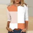 thumbnail image 2 of Darzheoy Womens Tops Mid-Length 3/4 Sleeve Lightweight Stripped Printed Patchwork Color Hoodless Sweatshirts Fall Pullover Fashion Blouses, 2 of 5