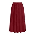 thumbnail image 6 of Bovxnpu Women's Boho Midi Skirt A-Line Flowy Skirts Summer Casual High Waisted Drawstring Ruffle Midi Skirts, 6 of 6