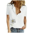 thumbnail image 1 of EQWLJWE Chemises pour Femmes Liquidation Femmes Manches Courtes Décontractées Femmes Imprimé Manches Courtes Ample Bouton Col Rabattu Chemise Unie Blouse Hauts, 1 of 8