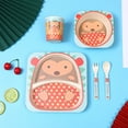 thumbnail image 2 of A set of environmental protection bamboo fiber children's tableware set baby divided plate cartoon five-piece set, 2 of 5