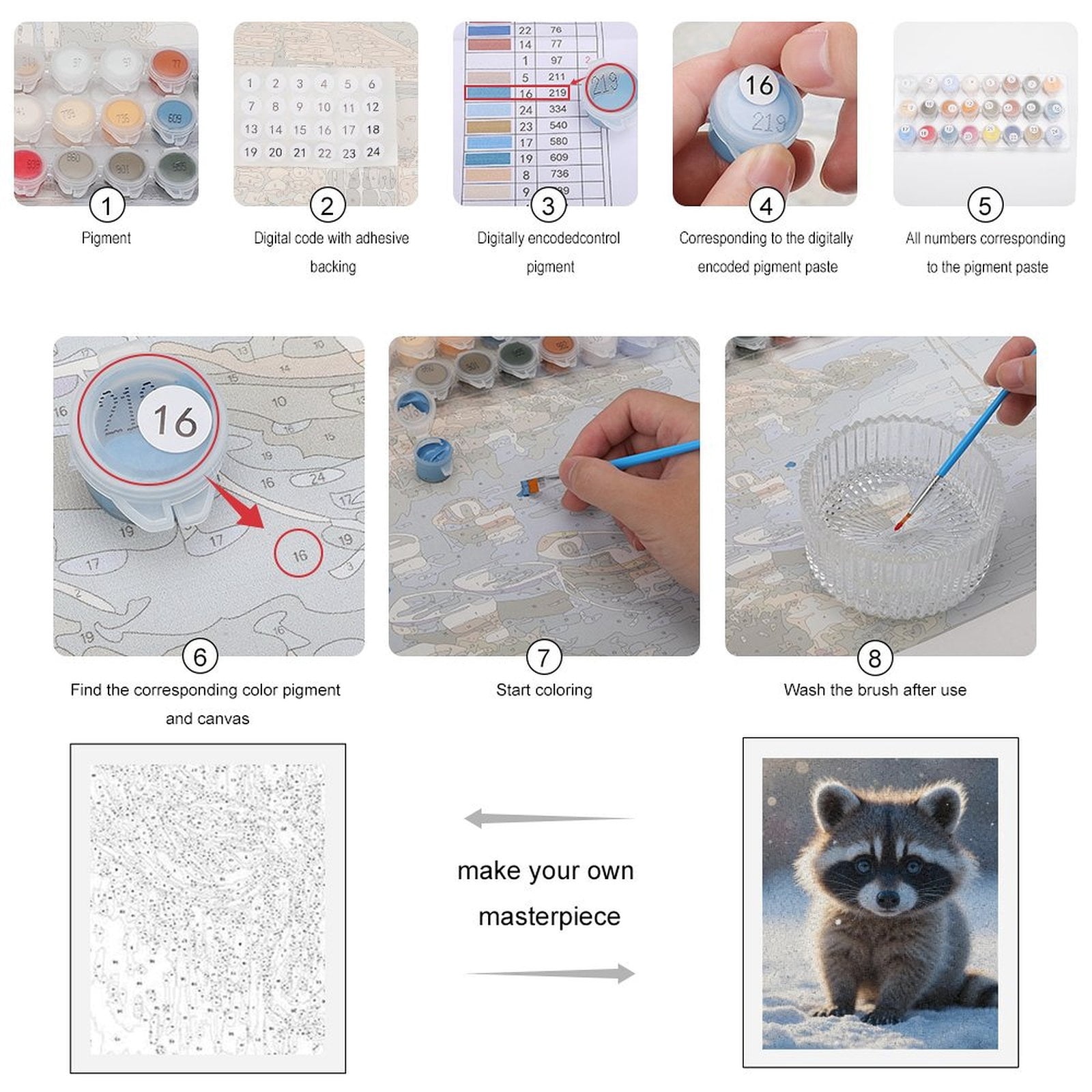 Paint by Numbers Kit for Adults, Cute Raccoon Snow Winter Scene Paint by Numbers, Easy Paint by Numbers Kit for Adults Beginner, DIY Adult Paint by Number Kits on Canvas, Home Decor