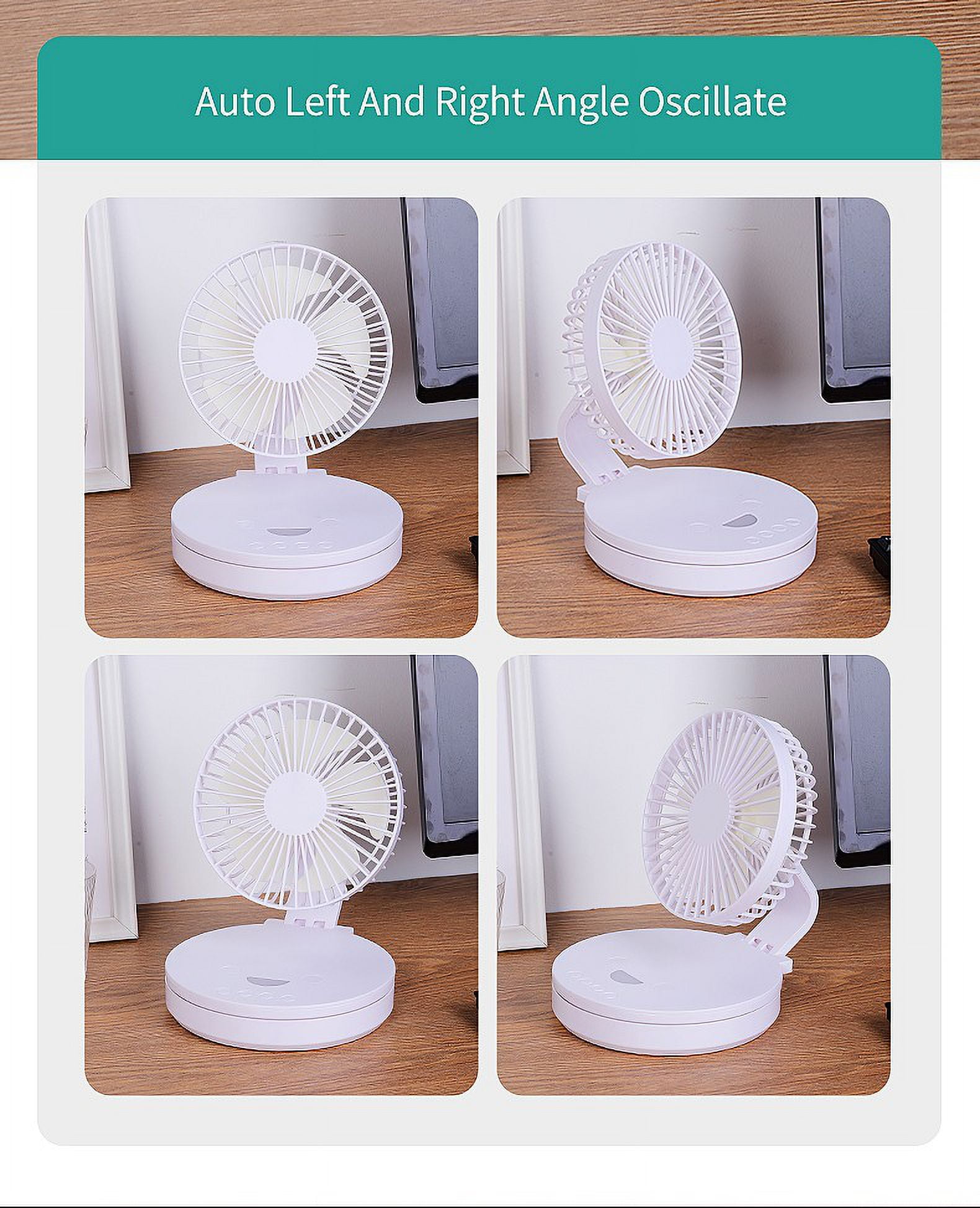 B 6 Inch Auto Oscillating Left Right Folding Small Fan Wall Mounted Ceiling Fan Night Light Camping Kitchen Mini Cold Table Fan Rechargeable 6In