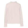 thumbnail image 4 of ManxiVoo Women Semi High Neck Knit Top with Lace Trim Detail Layering Base Shirt Comfortable Stretch Daily Wear Blouse M Size Pink, 4 of 8