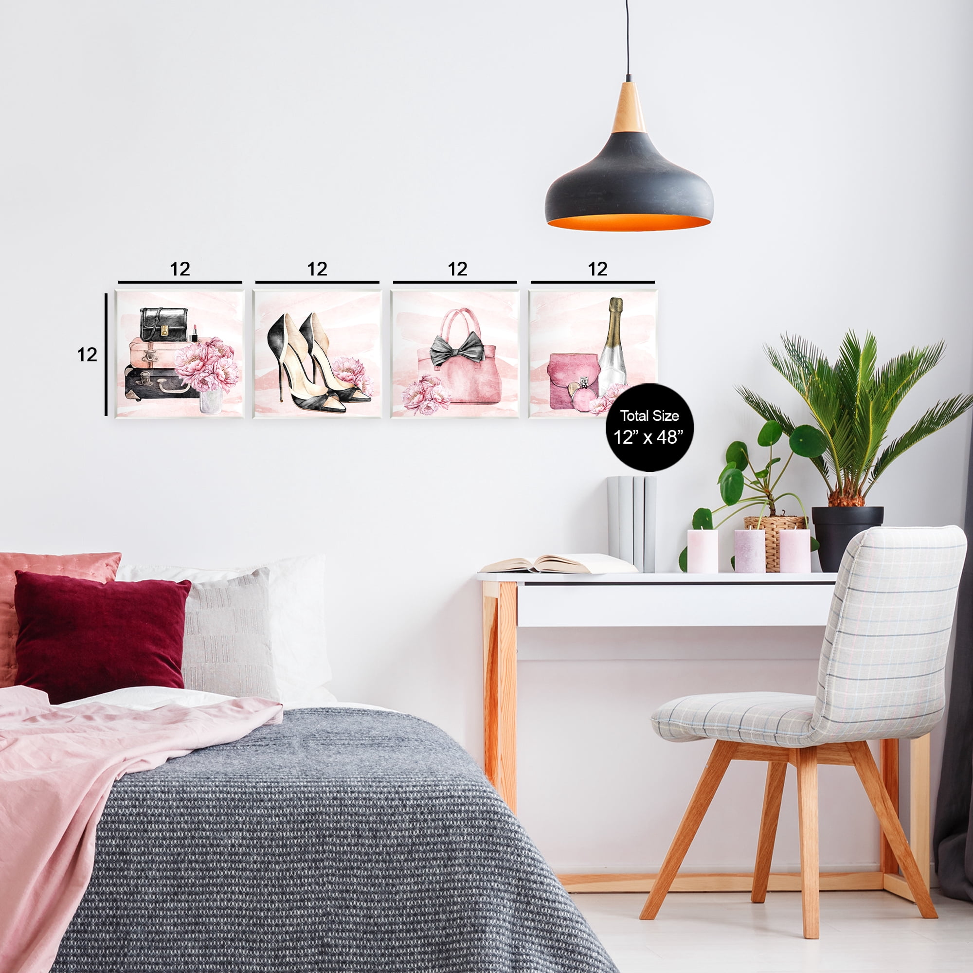 Stupell Industries Glam Time Accessories 4 Piece Wall Plaque Art Set, design by Kim Allen
