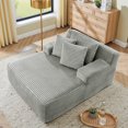 thumbnail image 2 of Leumius Chaise Lounge Chair Indoor,Oversized Corduroy Upholstered Boneless Sofa Bed, Modern Deep Seat Sofa with Back Cushion, Pillows, Cozy Sleeper Couch for Living Room, No Assembly Required,Gray, 2 of 10