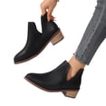 thumbnail image 5 of Willtoo Women's Ankle Boots Slip on Cutout Pointed Toe Chunky Stacked Low Heel Booties Cutout Shoes, 5 of 5