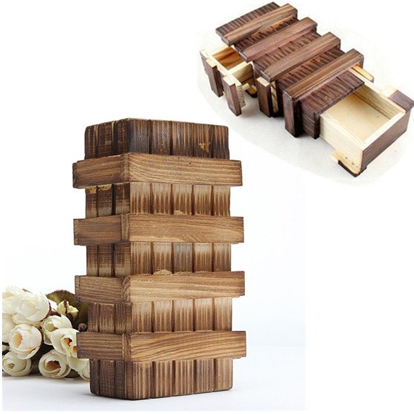 Chinese Vintage Classic Brain Magic Trick Wooden Puzzle Box Secret