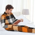thumbnail image 6 of Logiee Orange Plaid Print Mens Long Sleeve Pajama Set,Notched Collar Pajamas for Men, Men's Sleepwear,Mens Sleepwear with Pockets & Button Down-Medium, 6 of 7