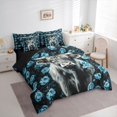 thumbnail image 2 of jejeloiu Blue Rose Highland Cow 7-Piece Twin Bedding Sets Kids,Floral Farm Print Bedding Comforter Set,Reversible, 2 of 7