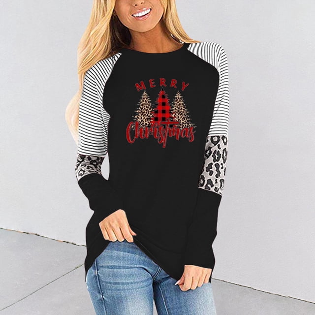 Puntoco Moda Mujer Cuello Redondo Manga Larga Estampado Casual Camiseta Blusa Puntoco Puntoco-2060