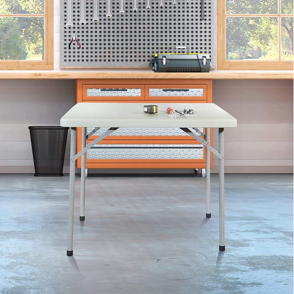 36-Inch Square Folding Table with Heavy-Duty Resin Top and Steel Frame for Indoor Outdoor Banquets