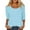 Light Blue, variant on ERkkoi 3/4 Length Sleeve Womens Tops Casual Loose Fit Crewneck T Shirts Cute Solid Three Quarter Length Tunic Tops Yellow XXL