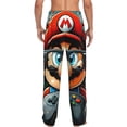 thumbnail image 3 of Sigee Mario F Print Men's Pajama Pants - Soft Lounge Sleep Bottoms with Elastic Waistband and Pockets-Small, 3 of 9