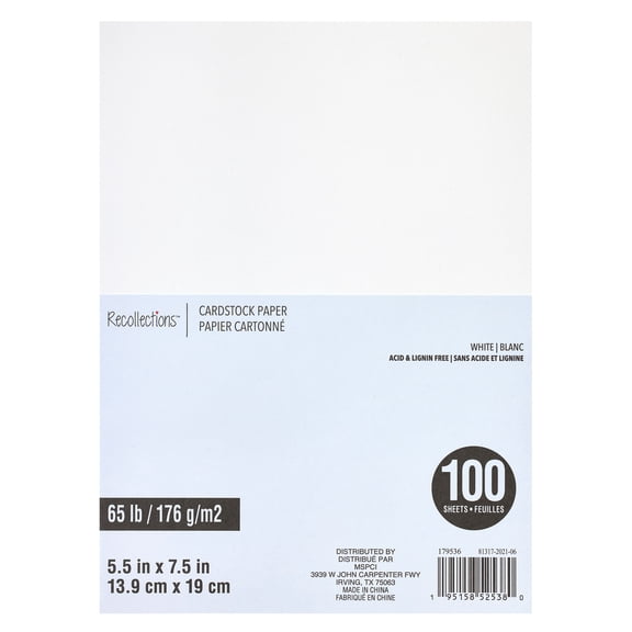 Recollections 1,200 Sheets White 5.5" x 7.5" Cardstock Paper - Acid and Lignin Free Paper for Scrapbooks, Arts & Crafts - Bulk Pack