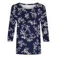 thumbnail image 5 of Warop Women's 3/4 Sleeve Tunic Tops Casual Trendy Printed Round Neck Blouses Fit Pullover T Shirts, 5 of 7