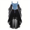 thumbnail image 4 of Xijirk Womens Gothic Renaissance Costume Off Shoulder Lace Up Flare Mesh Sleeve High Low Tulle Dress for Halloween Cosplay Party Role Play,BU2,S, 4 of 5