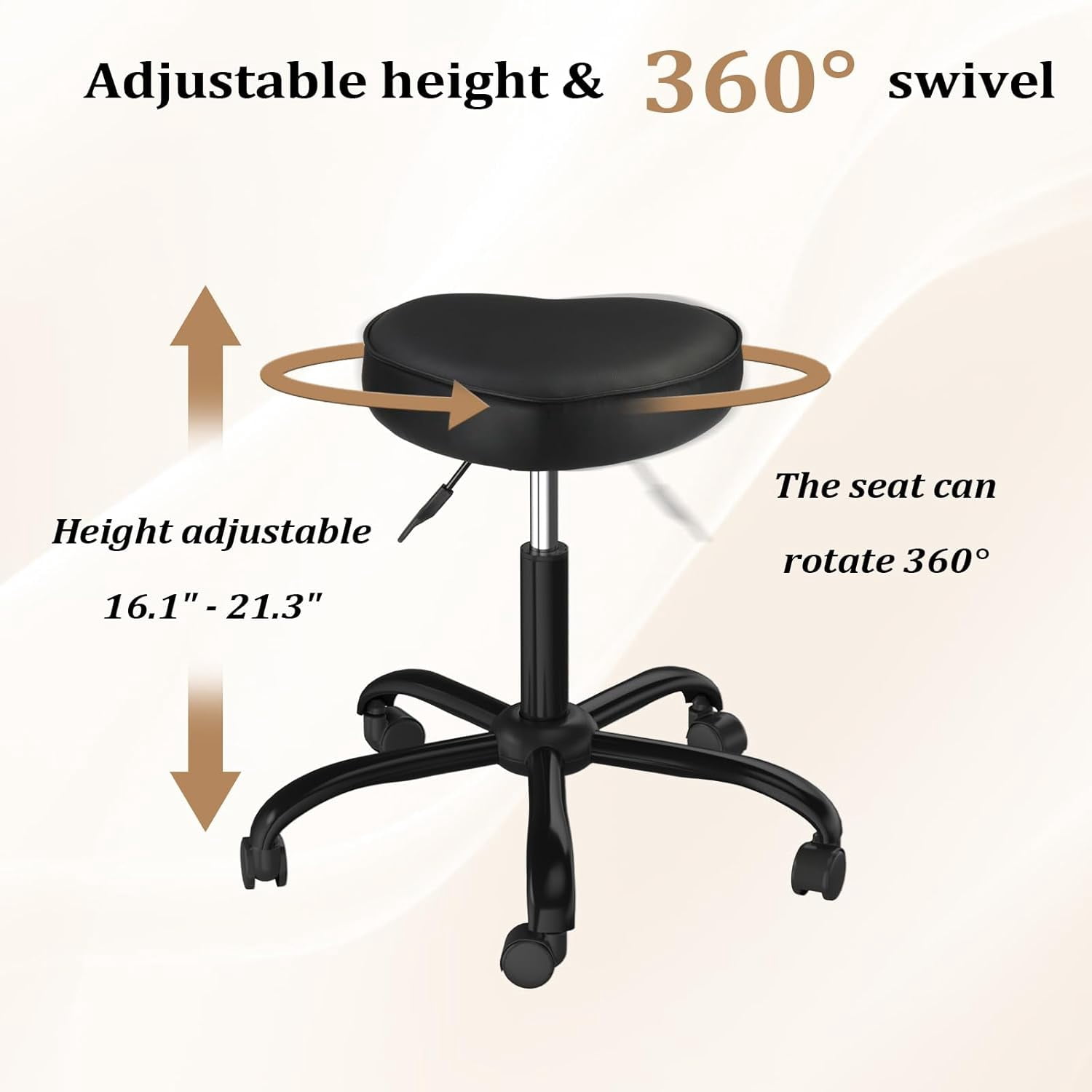 OmySalon Rolling Stool with Wheels, Hydraulic Massage Chair, Heart-Shaped Adjustable Salon Stool, Swivel Stools for Hair Stylist, Vanity SPA, Bar, Barber, Home Office, Tattoo, Hot Pink