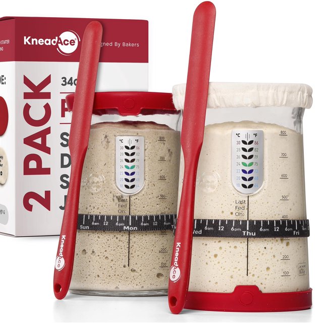 Kit de inicio de masa madre KNEADACE KneaDace Pro de 1 litro con tapa y rastreador