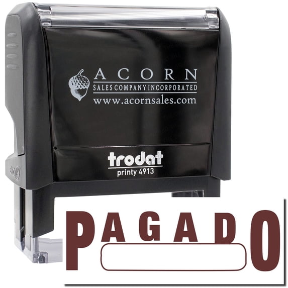 Large Self-Inking Pagado with Box Stamp, Trodat Printy 4913, Press and Print Stamping, Impression Size 7/8" x 2-1/4", Up to 10,000 Impressions - Brown Ink