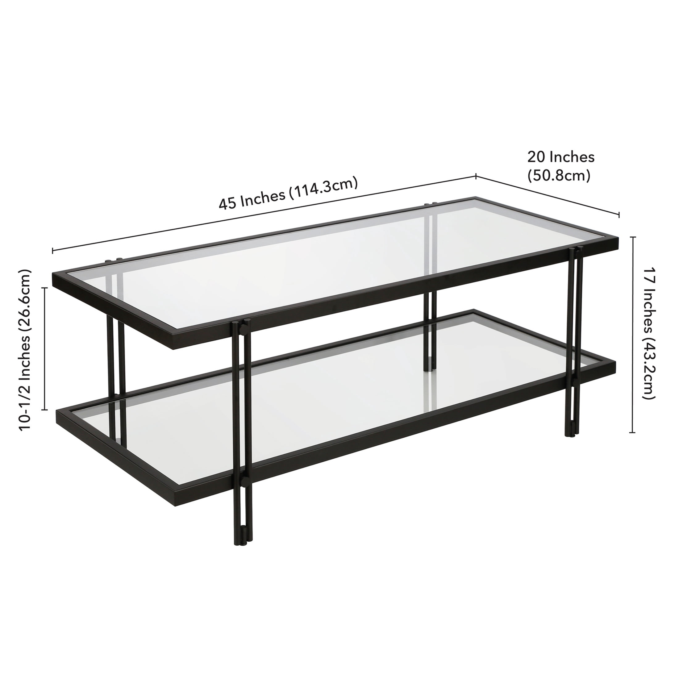 Evelyn&Zoe 17" Contemporary Clean Lined Metal Coffee Table in Black/Bronze Finish