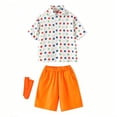 thumbnail image 4 of hoksml Boys Polka Dot Short Sleeve Shirt and Elastic Shorts Set, Back to School Outfit, Breathable 2PCS, Machine Washable Uniform Alt, 4 of 6