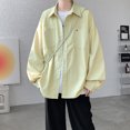 thumbnail image 4 of Long Sleeve Shirts for Men,Lapel Shirt Solid Color Casual Cardigan Holiday Top Breathable Comfortable Relaxed Fit,Long Sleeve Shirts for Men,M,Yellow, 4 of 5