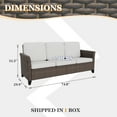 thumbnail image 4 of EAGLE PEAK Ocean Vista Patio Variated Brown All-weather PE Wicker 3-Seat Sofa with Extended Armrest, Beige Cushions,, 4 of 9