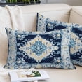 thumbnail image 2 of Vintage Ethnic Pillow Protectors with Zipper Standard Size, Boho Tribes Modern Blue Middle Century Soft Brushed Breathable Throw Pillow Covers, Pillowcase for Couch Sofa Bedroom Living Room 20"x26", 2 of 9