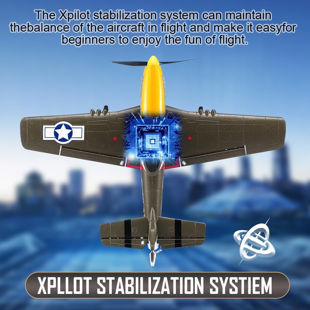 Roofworld RC Plane 4 Channel Remote Control Airplane Ready to Fly P51D Mustang RC Airplane Easy Control for Beginners,Green