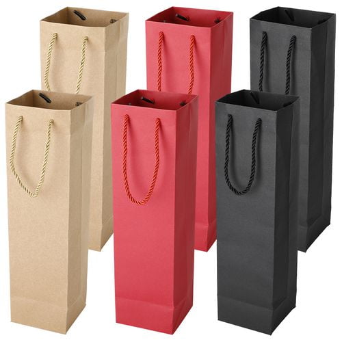 SHIYAO 6 Pcs Bottle Gift Bag, Premium Wine Champagne Kraft Paper Stylish Holographic Wine Bag