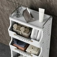 thumbnail image 6 of 4-Tier Rolling Storage Cart with Wheels, Mobile Kitchen Cart with Push Handle and Baskets, Large Capacity Utility Cart for Bathroom Laundry Room, 6 of 7