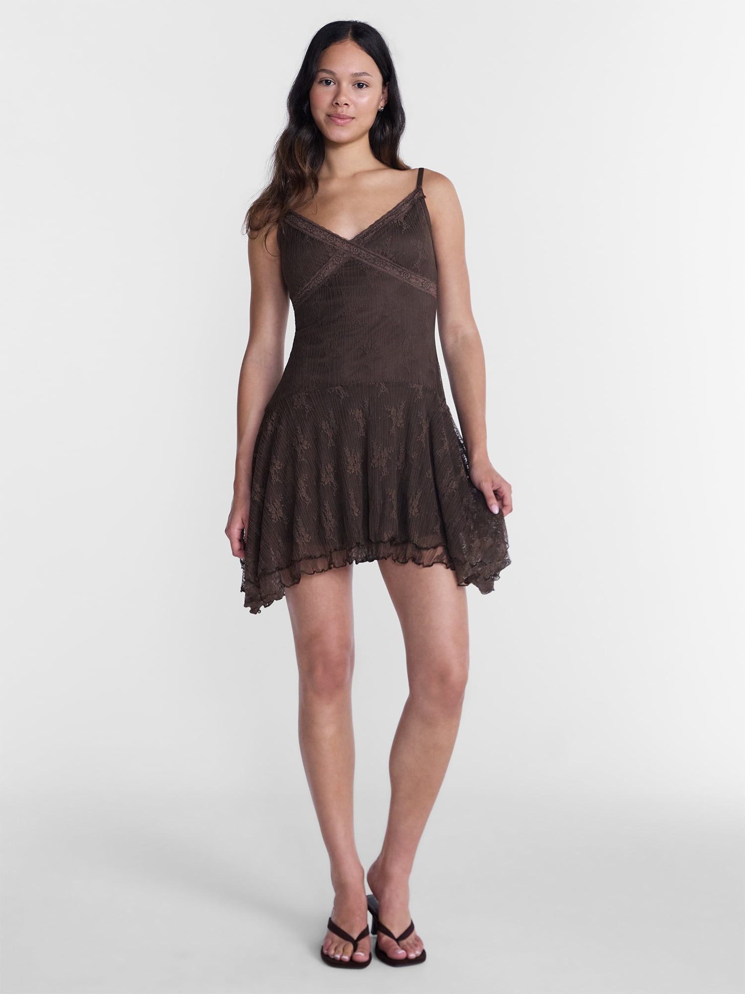No Boundaries Lace Hanky Hem Mini Dress, Women's XXS-XXL