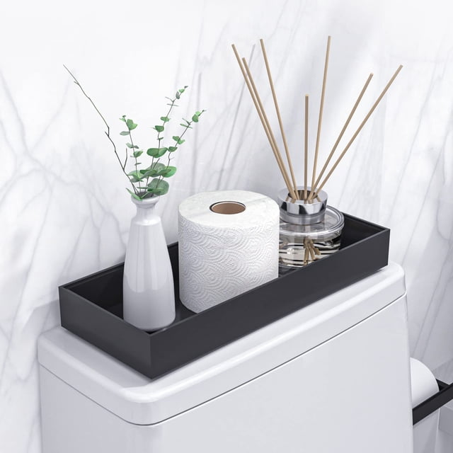 Set de 2 bandejas para inodoro VeyFey Modern, color negro
