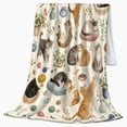 thumbnail image 2 of Relaxed Cats Yarn By Lit Lantern Watercolor, Festive Pet Portrait Pattern, Warm Flannel Blanket for Living Room and Reading Nook, Cat Lovers Friendship Gift, Pet Lover Home Decor, 2 of 9