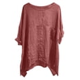 thumbnail image 7 of TKLPEHG Women Basic Tops Loose Fit Short Sleeve Leisure Ladies Solid Color Tee Crew Neck Raglan Lightweight Comfy Summer Everyday Wear (Red,XL), 7 of 7