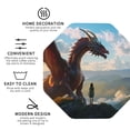 thumbnail image 3 of Honeii Clear Sky Mountain Red Dragon print Leather Coaster Set of 4, ideal for safeguarding your furniture from drinks spills and effortless cleanup-Octagon, 3 of 6
