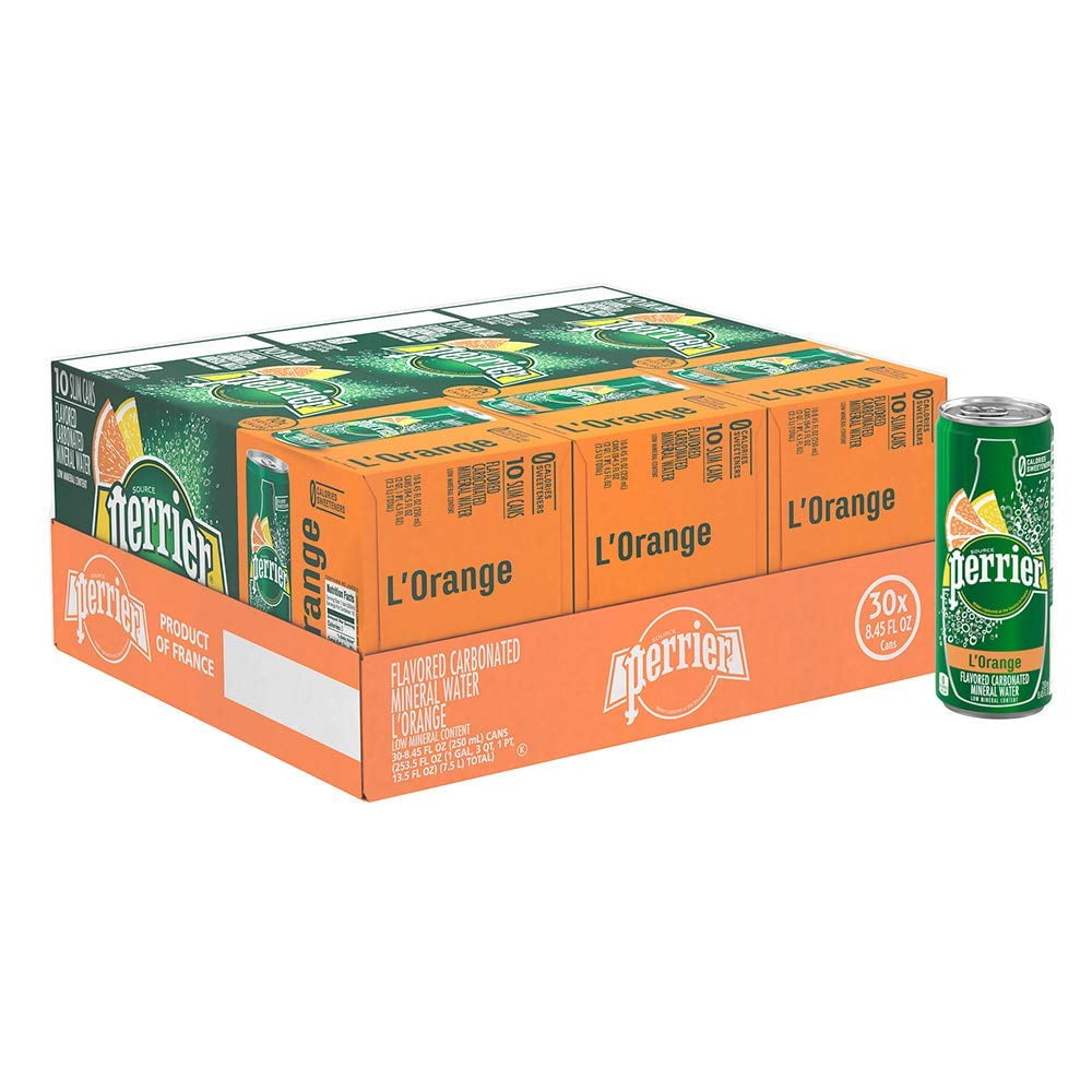 Perrier L'Orange Flavored Carbonated Mineral Water (Lemon Orange Flavor