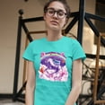 thumbnail image 3 of Tee Hunt Pug Riding a Unicorn in Clouds T-Shirt Space Rainbow Trippy Donuts Women's T-Shirt Tee, Light Blue, X-Large, 3 of 5